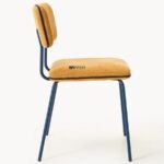 Upholstered Dining Chair with Color-Coated Metal Legs (Mustard Yellow) - Image 3