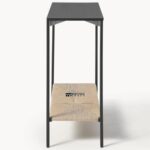 Metal Console Table with Wooden Shelf (Matte Black Finish) - Image 5