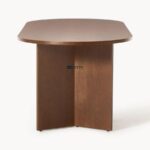 Modern Oval Wooden Dining Table Set with Upholstered Chairs - Image 3