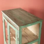 Pale Blue Vintage Wooden Display Cabinet with Glass Panels - Image 5