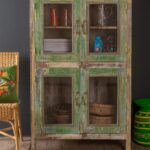 Green Vintage Wooden Glazed Storage & Display Cabinet - Image 5