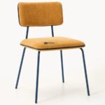 Upholstered Dining Chair with Color-Coated Metal Legs (Mustard Yellow) - Image 4