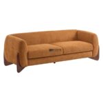 Luxury Curved Arm Fabric 3-Seater Sofa (Rust Brown) - Image 2