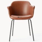 Faux Leather Upholstered Dining Chair with Metal Legs (Tan Brown) - Image 5
