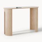 Modern Solid Wood Console Table with Curved Slab Legs (Natural Finish) - Image 3