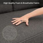 Button-Tufted Fabric 3-Seater Sofa (Charcoal Grey) - Image 2