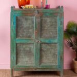 Vintage Green Wooden Industrial Cupboard - Image 4