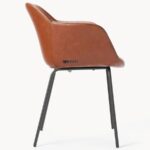 Faux Leather Upholstered Dining Chair with Metal Legs (Tan Brown) - Image 2