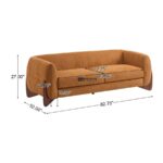 Luxury Curved Arm Fabric 3-Seater Sofa (Rust Brown) - Image 5