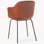 Faux Leather Upholstered Dining Chair with Metal Legs (Tan Brown) - Image 3