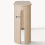 Modern Solid Wood Console Table with Curved Slab Legs (Natural Finish) - Image 2