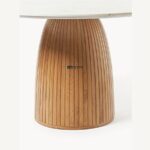 Round Marble Top Dining Table with Fluted Wooden Base - Image 5