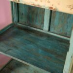 Vintage Pale Yellow Wooden Display Cabinet with Glass Doors - Image 2