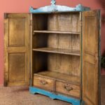 Blue & Red Vintage Wooden Cupboard with Shelves and Drawers - Image 2