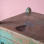 Vintage Green Wooden Industrial Cupboard - Image 2