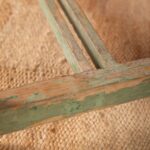 Vintage Green Wooden Table with Natural Wood Top - Image 4