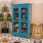 Blue Vintage Wooden Display Cabinet