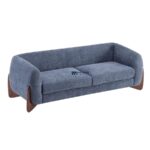 Luxury Curved Arm Fabric 3-Seater Sofa (Blue) - Image 2