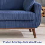 Corduroy Fabric 2-Seater Sofa (Navy Blue) - Image 2