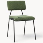 Corduroy Upholstered Dining Chair with Metal Legs (Olive Green) - Image 4