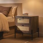Marudhar Craft Industrial Cane & Rattan 2-Drawer Bedside Table