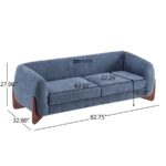 Luxury Curved Arm Fabric 3-Seater Sofa (Blue) - Image 5