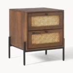 Marudhar Craft Industrial Cane & Rattan 2-Drawer Bedside Table - Image 6