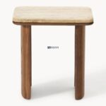 Modern Solid Wood Nesting Side Tables with Marble Top (Set of 2) - Image 2