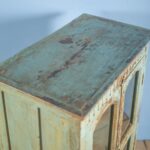 Slate Blue Vintage Wooden Display Cabinet with Glass Doors - Image 2