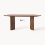 Modern Oval Wooden Dining Table Set with Upholstered Chairs - Image 4