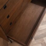 Acacia Wood Umber Finish Chest of 5 Drawers – Modern Minimalist Storage Cabinet - Image 3