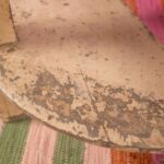 Vintage Cream Circular Wooden Side Table with Split-Level Shelves - Image 3