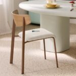 Wooden Dining Chair with Upholstered Seat (Natural Wood Finish)