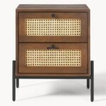 Marudhar Craft Industrial Cane & Rattan 2-Drawer Bedside Table - Image 3