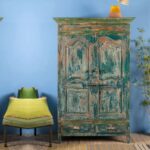 Vintage Dark Green Wooden Cupboard