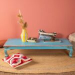Blue & Pink Vintage Wooden Coffee Table - Image 4