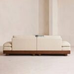 Low-Profile Wooden Base Fabric 3-Seater Sofa (Beige) - Image 5