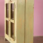 Pale Green Vintage Wooden Cabinet with Glass Doors - Image 2
