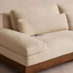 Low-Profile Wooden Base Fabric 3-Seater Sofa (Beige) - Image 2