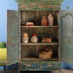 Vintage Dark Green Wooden Cupboard - Image 3