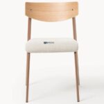 Wooden Dining Chair with Upholstered Seat (Natural Wood Finish) - Image 4