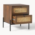 Marudhar Craft Industrial Cane & Rattan 2-Drawer Bedside Table - Image 5