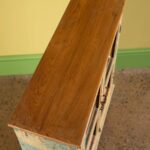 Vintage Blue & Cream Wooden Cabinet with Glass Doors - Image 4