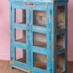 Blue Vintage Wooden Glazed Display Cabinet - Image 5