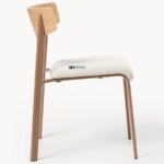 Wooden Dining Chair with Upholstered Seat (Natural Wood Finish) - Image 5