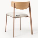 Wooden Dining Chair with Upholstered Seat (Natural Wood Finish) - Image 2