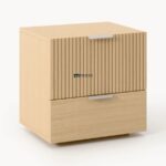 Marudhar Craft Fluted 2-Drawer Wooden Bedside Table / Nightstand - Image 3