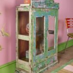 Art Deco Style Multicolour Vintage Wooden Display Cabinet with Drawers - Image 3