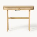 Fluted Solid Wood Console Table with Drawer – Natural Finish - Image 6