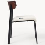 Wooden Back Dining Chair with Upholstered Seat & Metal Legs (Walnut Finish) - Image 3